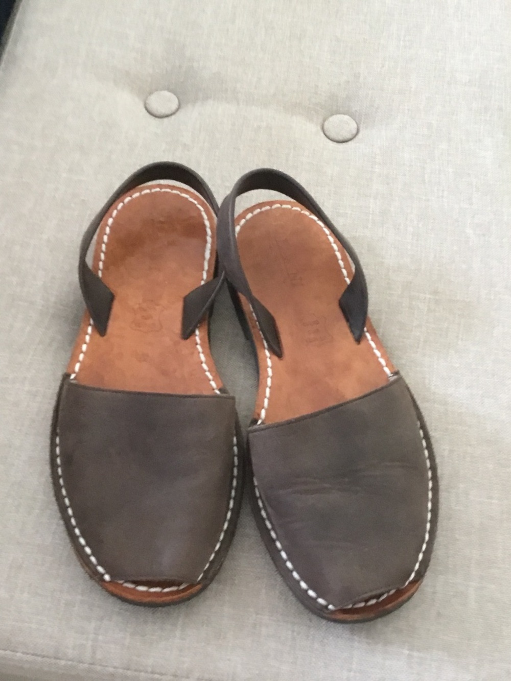 CalaXini Spain Avarcas slingback nubuck brown leather handcrafted sandals EU 38